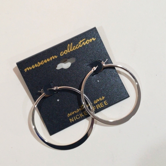 Elegant Silver Tone Hoop Design  Earrings -1.75-inch - Women's Fashion Jewelry - Picture 3 of 8